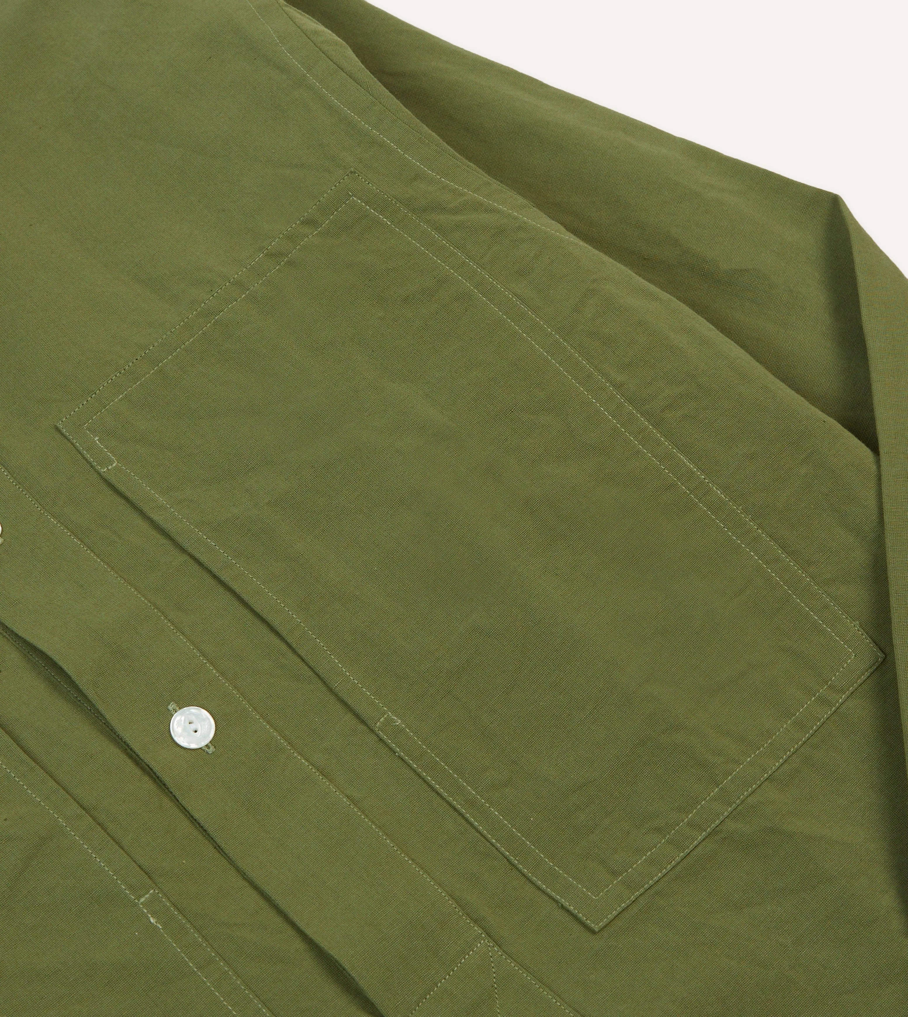 Olive Cotton-Linen Popover Shirt Graduation Ceremony