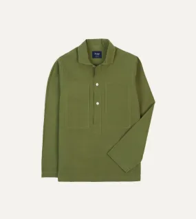 Olive Cotton-Linen Popover Shirt Youthful Appeal Non Iron Material