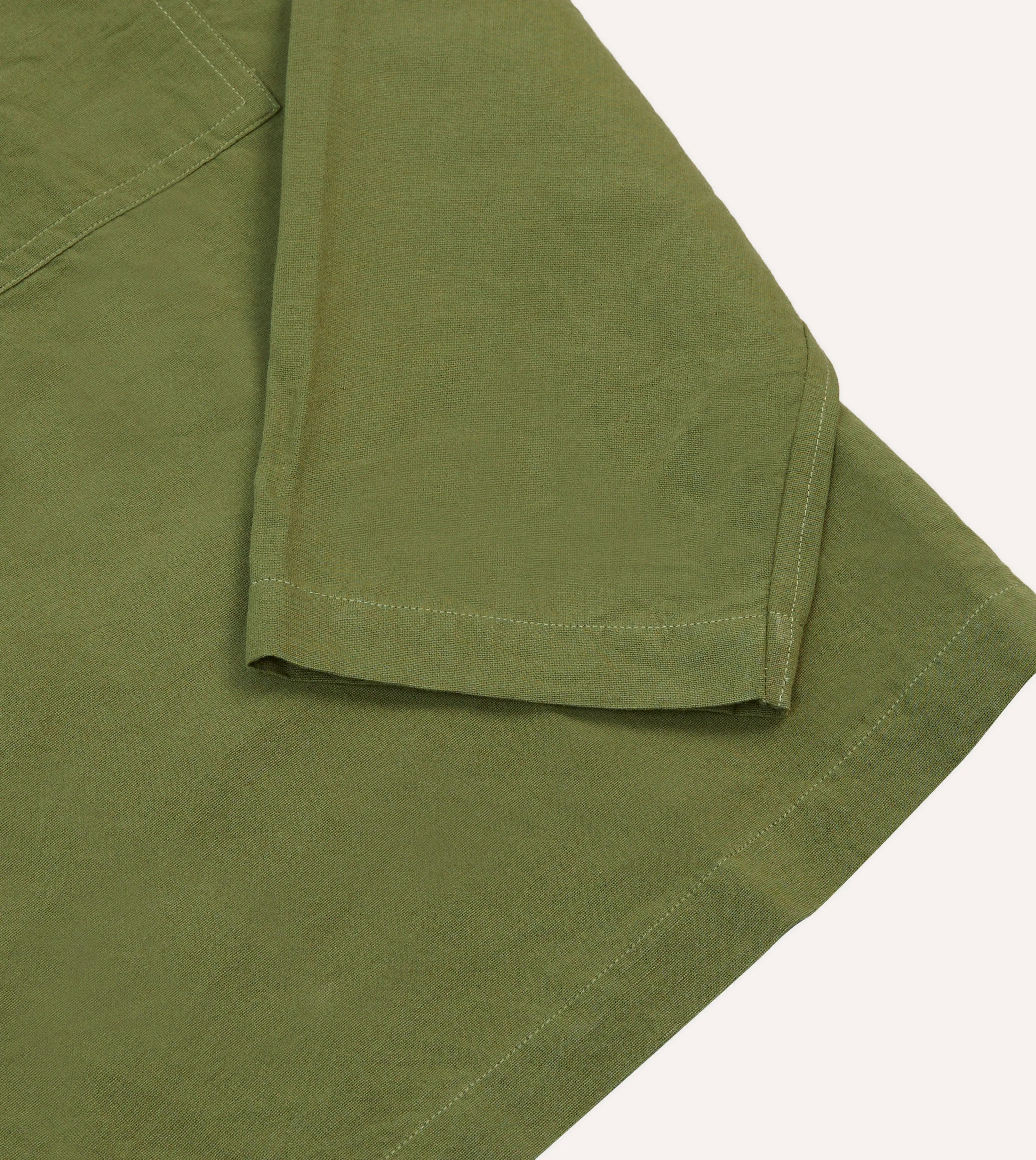 Olive Cotton-Linen Popover Shirt Timeless elegance Boho chic