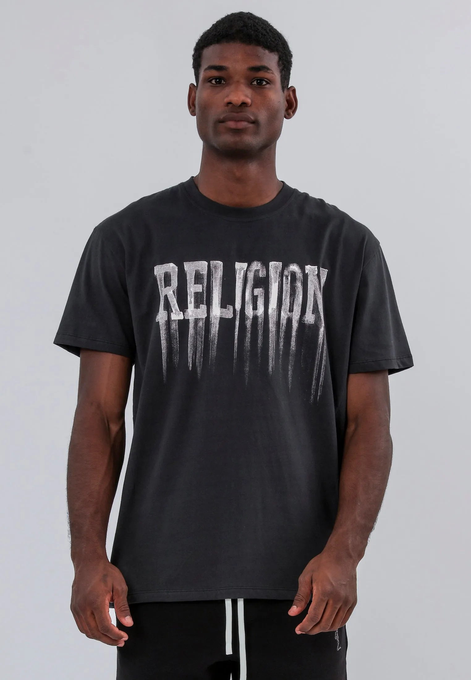 Comfortable And Versatile RELIGION BLEEDING T-SHIRT WASHED BLACK