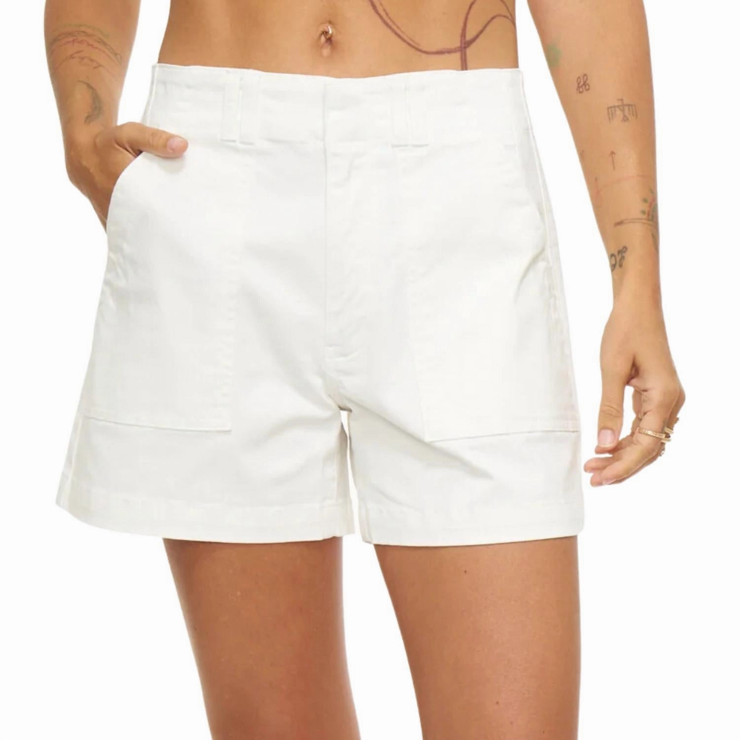 Marissa High Rise Utility Short In White cycling outfit custom-made