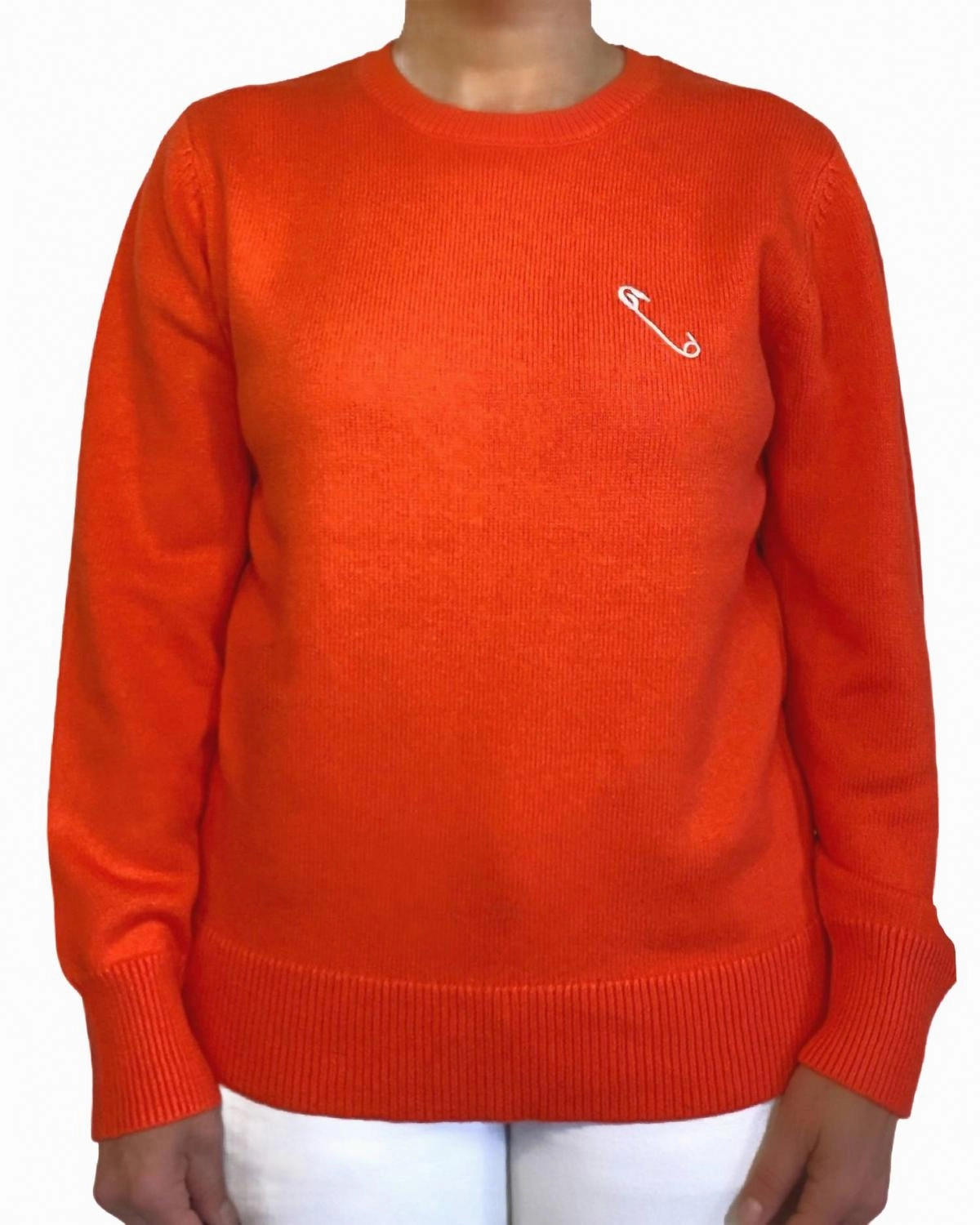 Safety Pin Sweater In Tangerine/cloud Oversized Silhouette