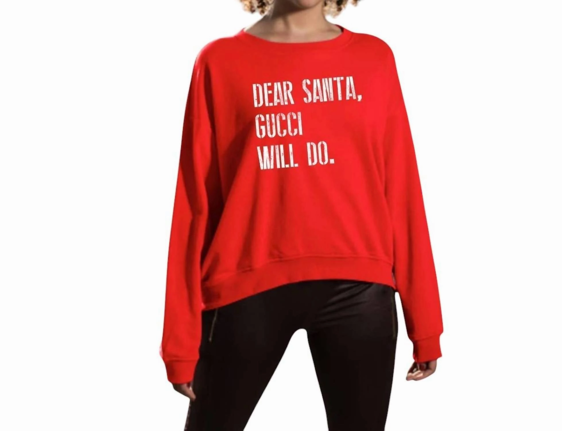 Dear Santa Sweatshirt In Red Trendy Layering Winter Layering Look