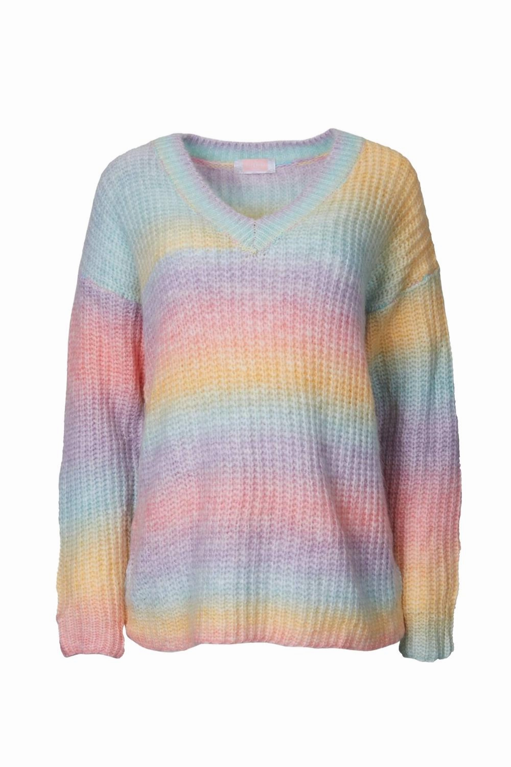 V-Neck Rainbow Sweater In Blush Classic Knitwear Functional Layers