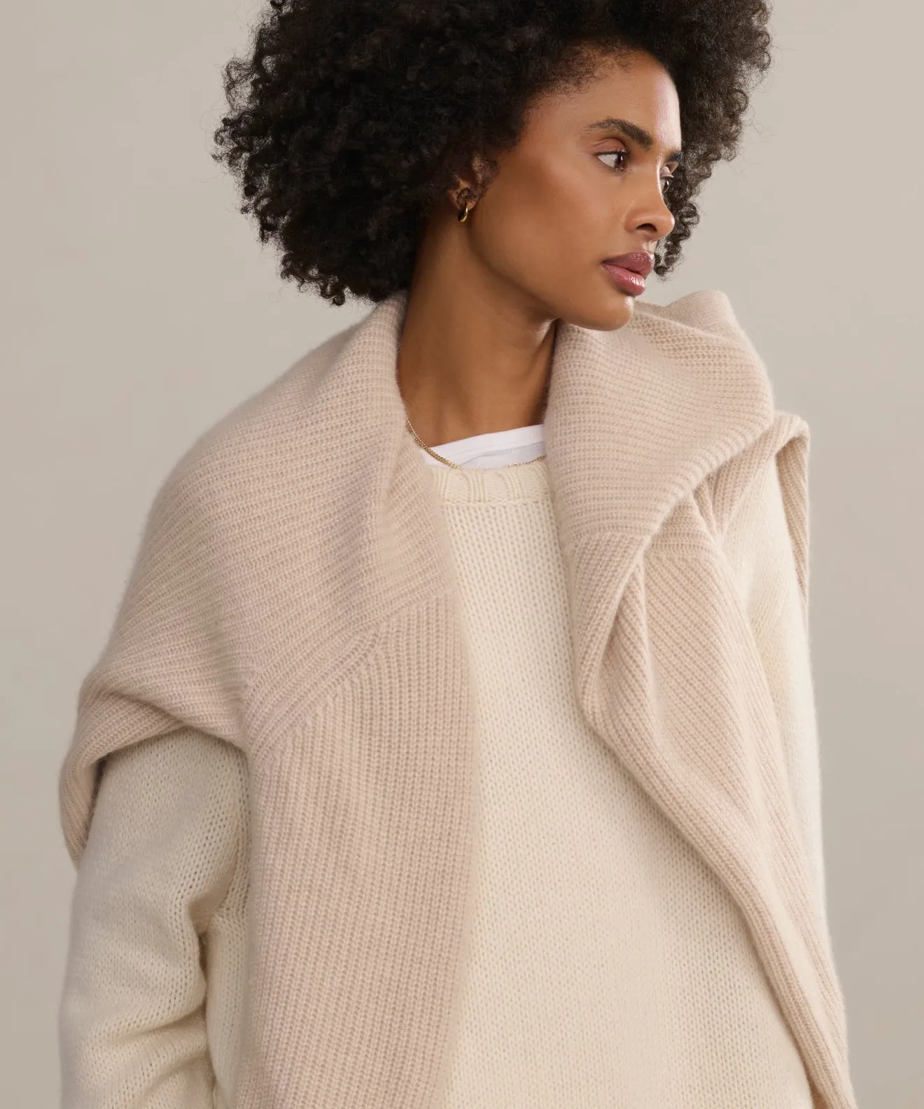 Ventilation Panel Design Ventilated Armhole Design Cashmere Amelia Crewneck