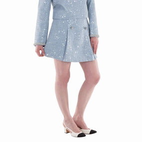 Self Portrait Sequin Boucle Mini Skirt Twist Knot Details