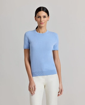Selina Short Sleeve Knitted Tee DoubleLayered Edging Flexible Seam Structure