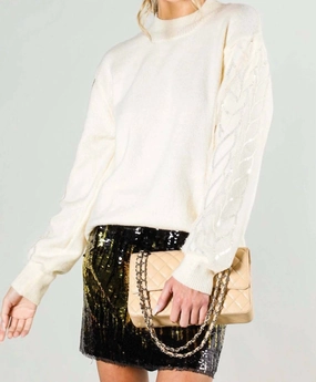 Sequin Detail Sweater In Cream Knit Layering
