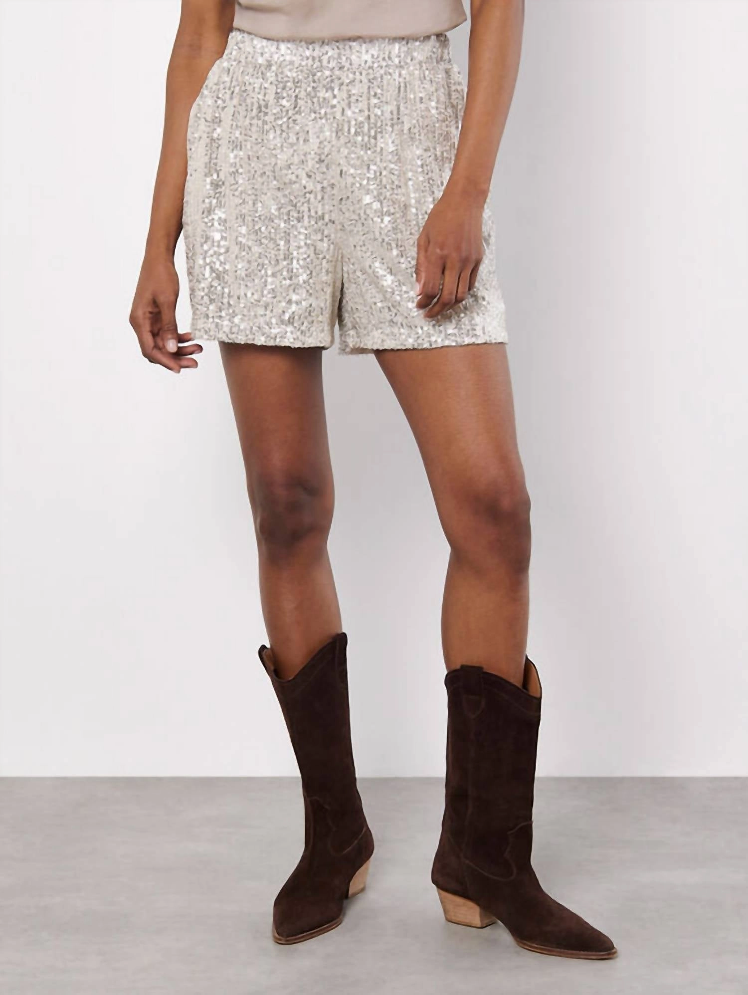 Sequin Pullon Shorts In Champagne Abrasion Defying Knee Patches surfing gear