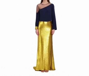 Hemp Blend Sequin Skirt In Sun Gold