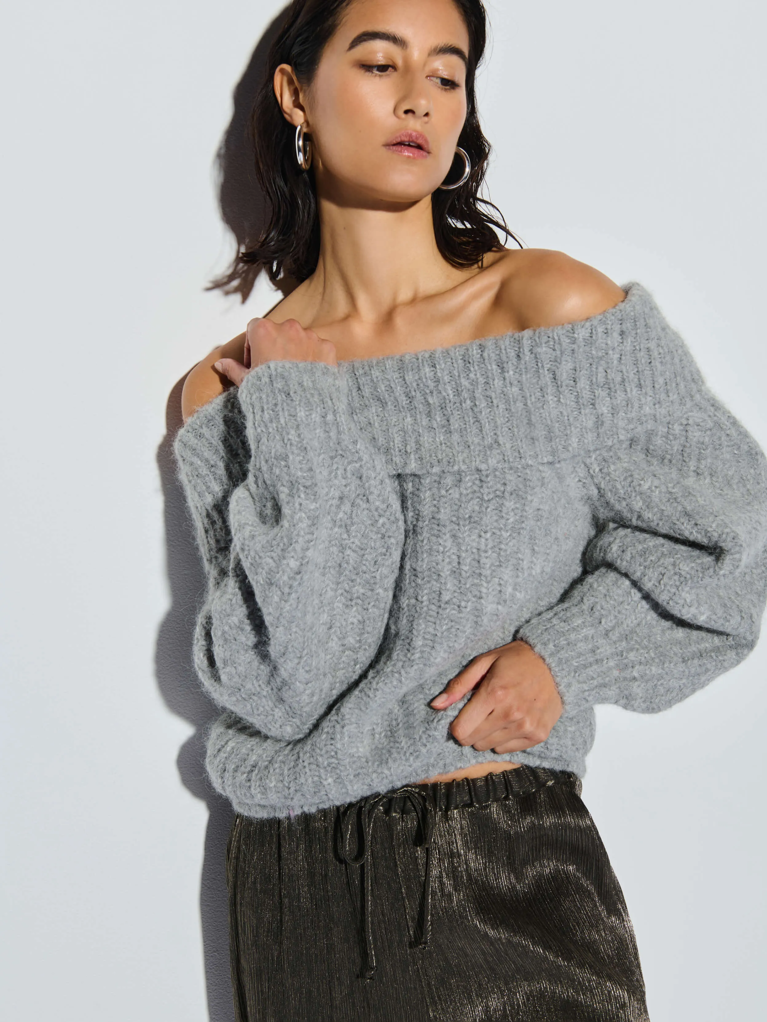 Serena Sweater - Dove Gray Heather Ventilation Panel