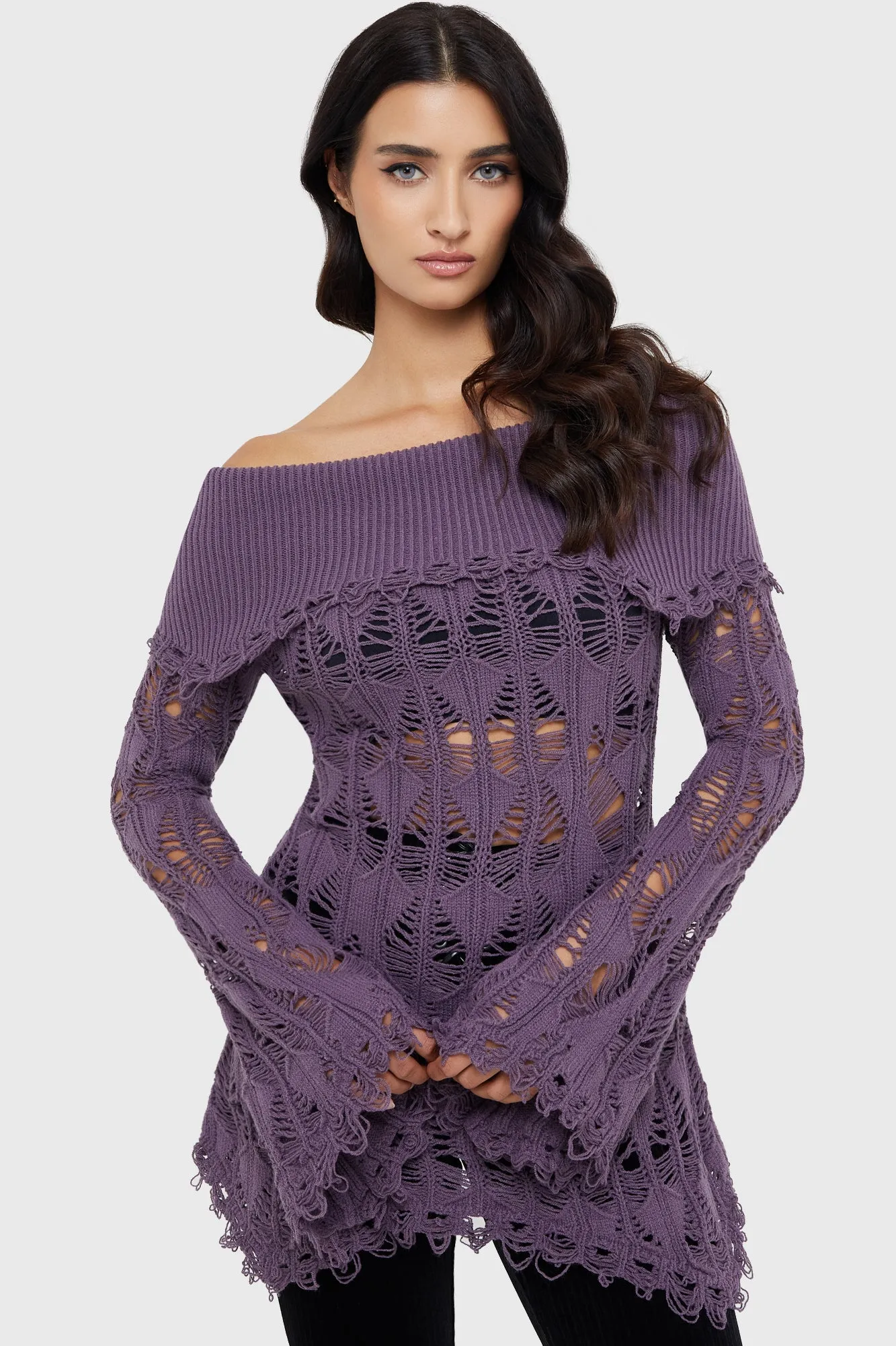 Shadow Wine Sweater [PURPLE] Soft Finish Mid layer