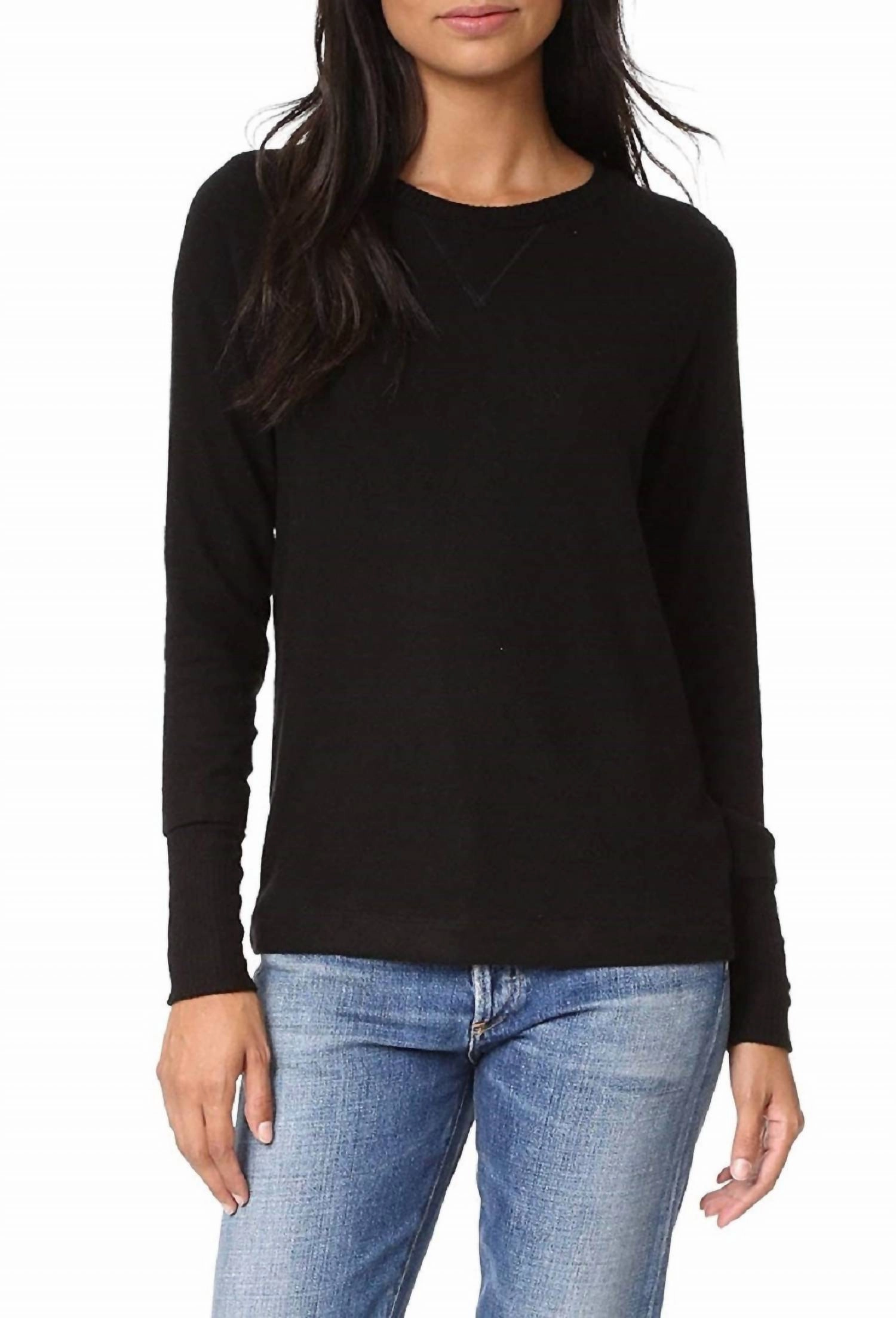 Basic Must-Have Shala Brushed Sweater In Black