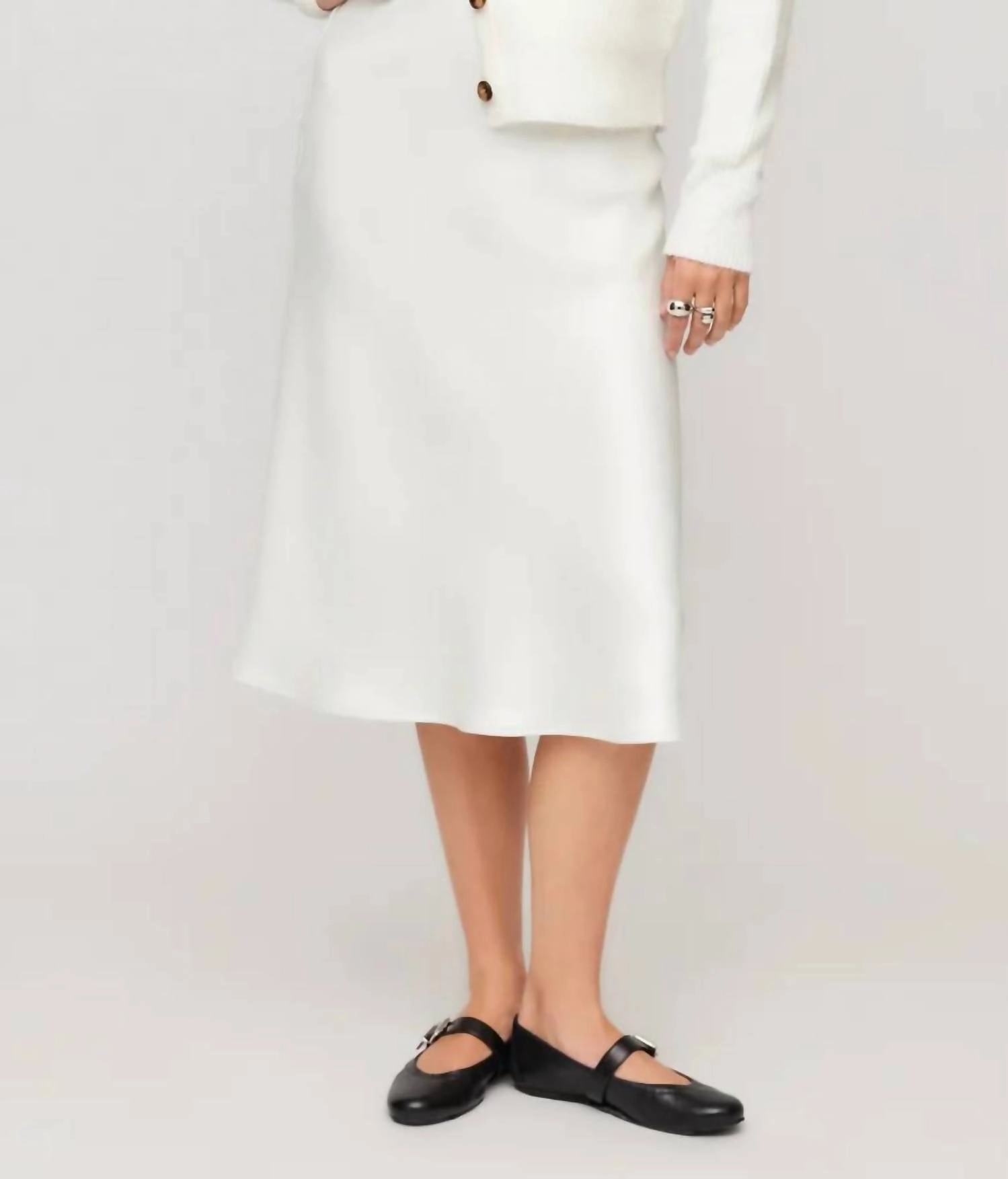 Mall Brand Look Mia Bias Skirt In Creaam