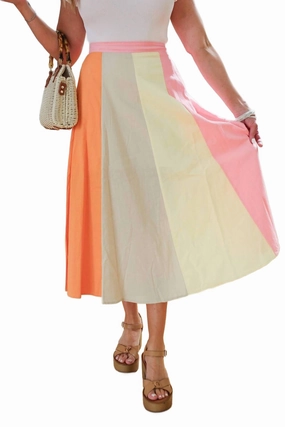 Women's Sorbet Colorblock Skirt In Multi Minimal Look Clean Vibe