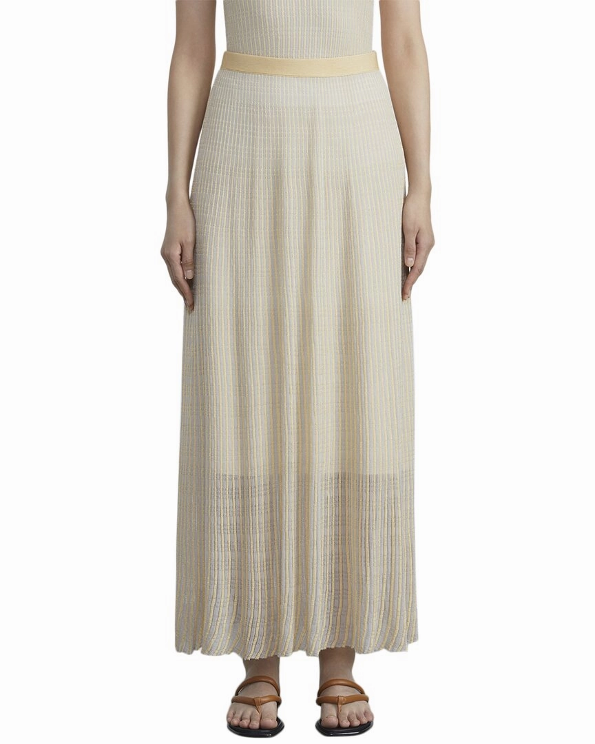 Lafayette 148 New York Pleated Rib Stitch Silk Skirt Adjustable Closure Fade Resistant Cloth
