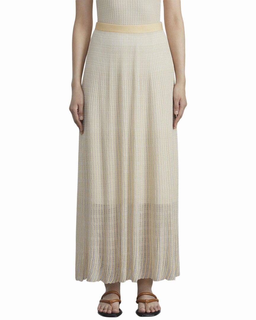 Lafayette 148 New York Pleated Rib Stitch Silk Skirt Mix Texture