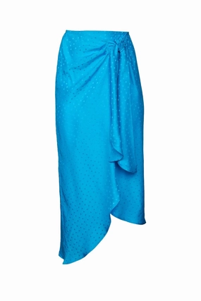 Elasticized Cuff Outfit Vibes Skirt In Turquoise Jacquard