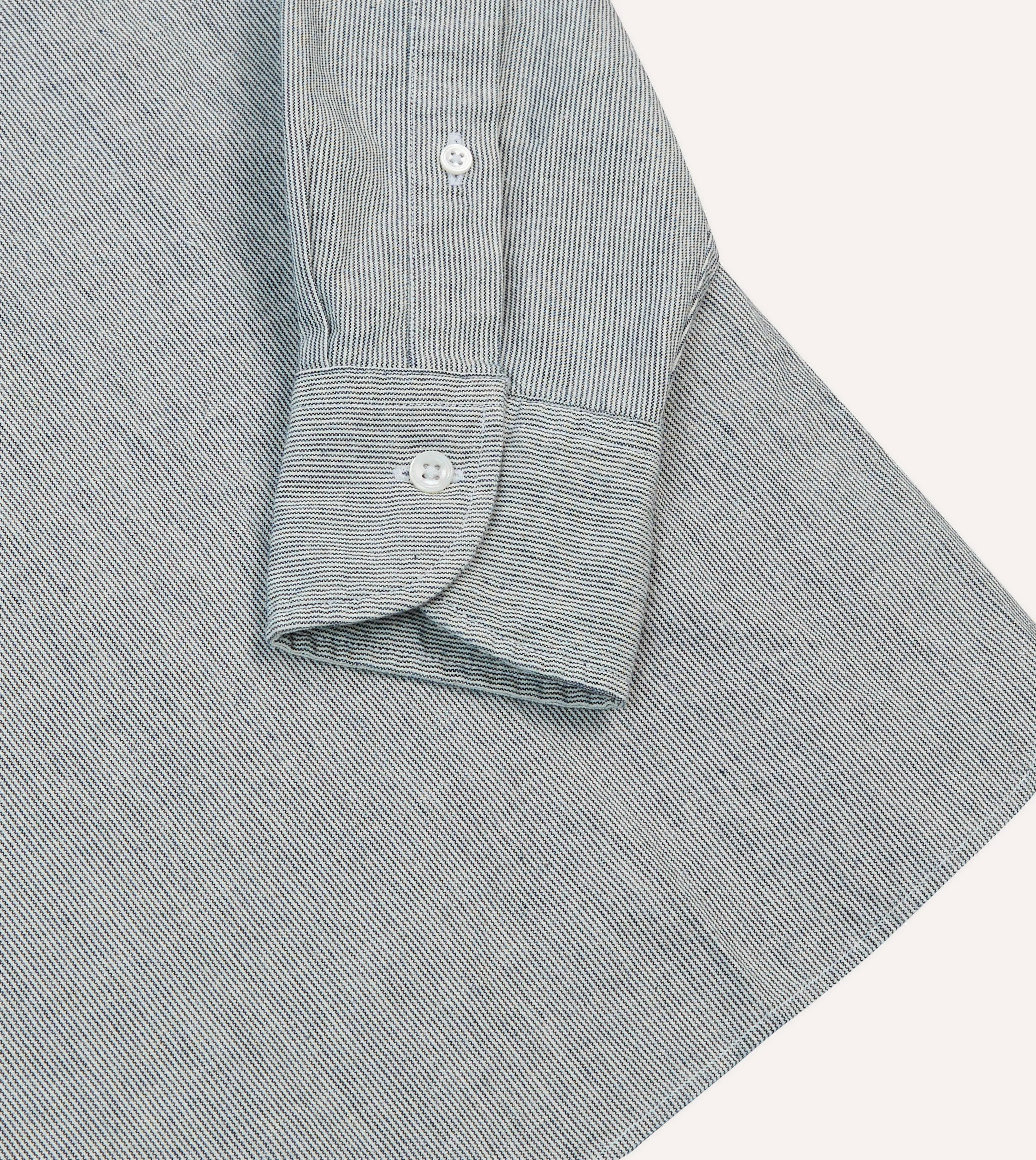 Blue Hickory Stripe Cotton Long Point Collar Popover Shirt Effortless Comfort Current Style