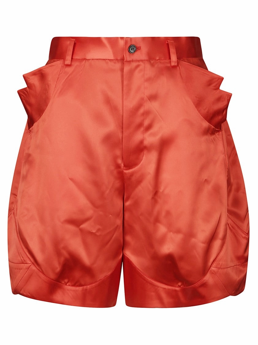 Shiny Acetate Shorts With Unique Pocket Design graduation season