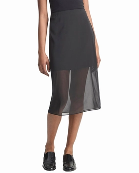 Vince Sheer Silk-Blend Pencil Skirt Cool Touch Gentle Vibe