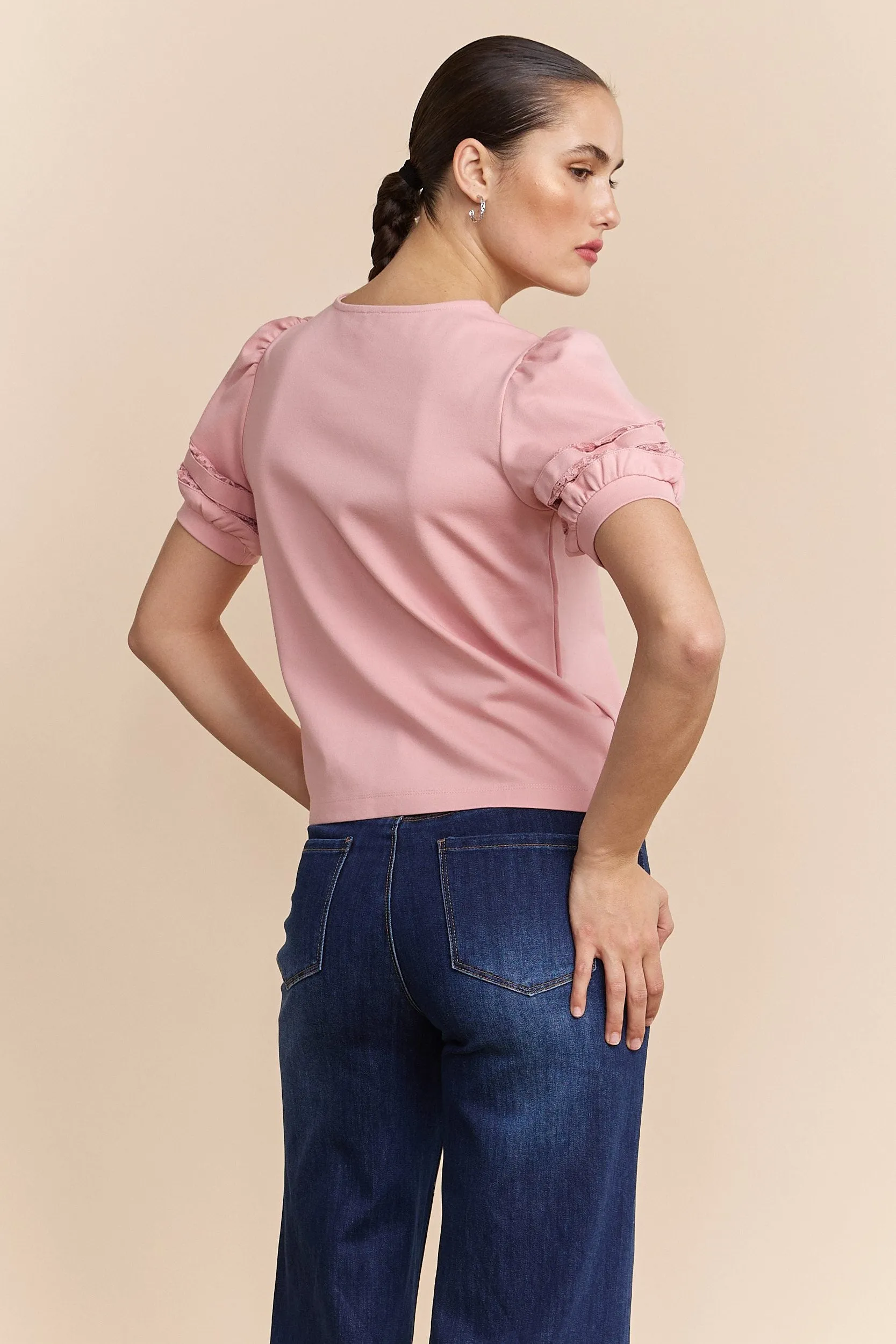 Classic Style Fresh Comfort Style Short sleeve top with mesh insert