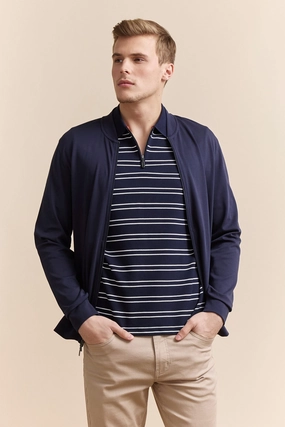 Nautical stripes zip polo Layering Essential Flexible Comfort