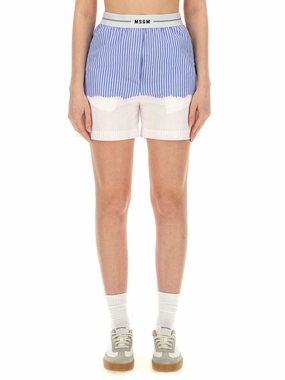 Shorts With Logo Band And Vertical Stripe Design beach shorts