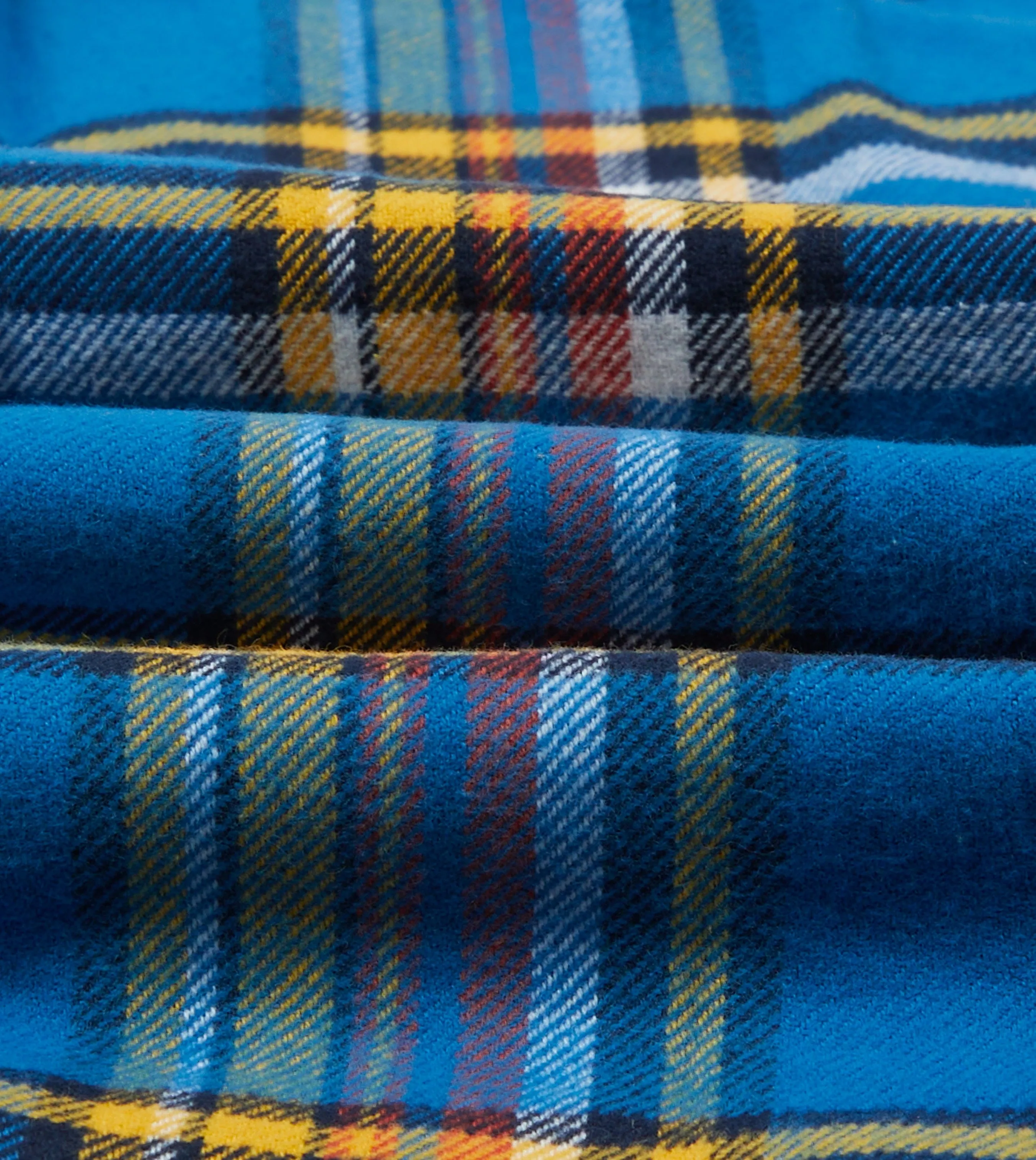 Blue and Yellow Check Brushed Cotton Two-Pocket Work Shirt Easy Care Reinforced Shoulders