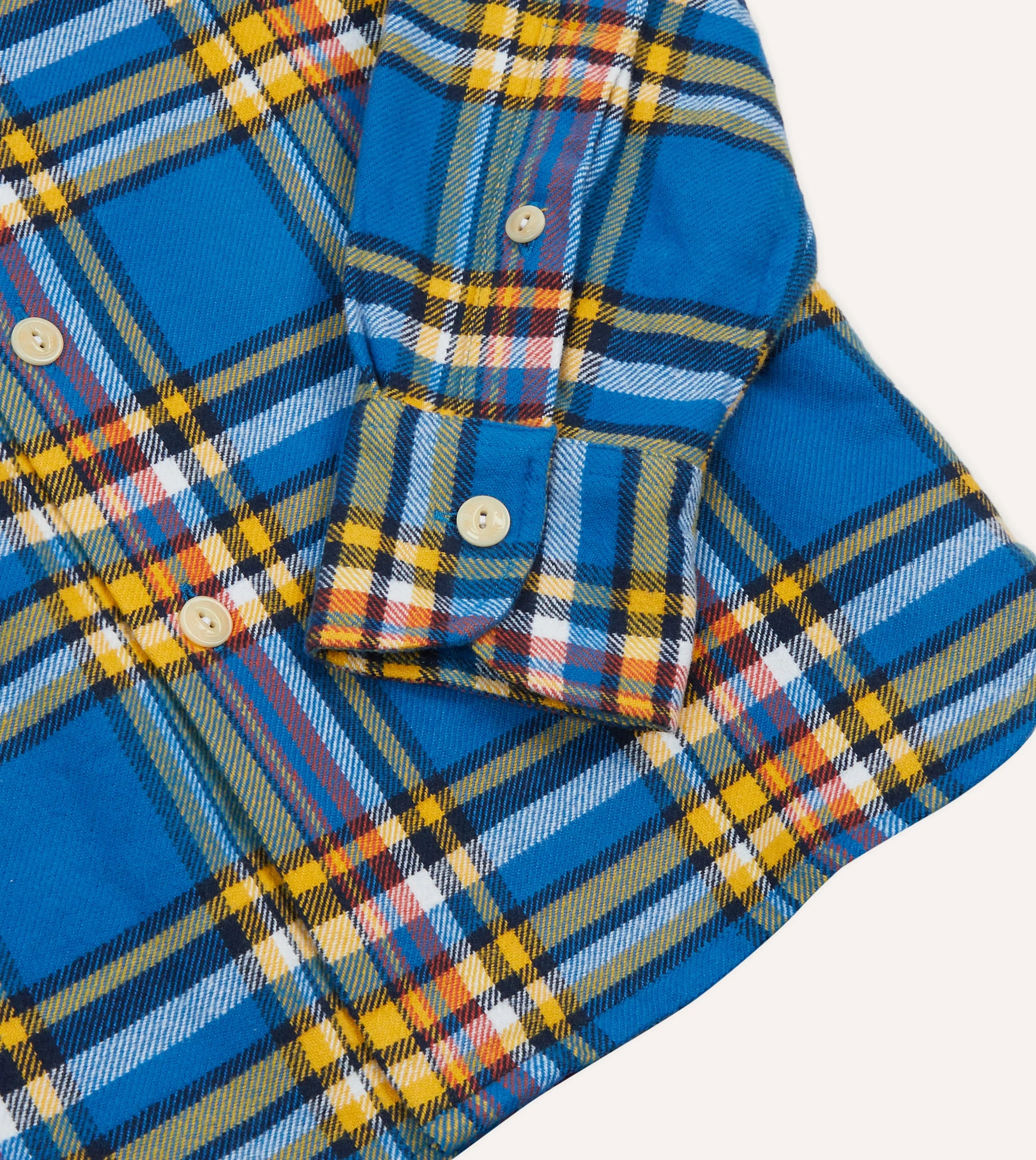 Wardrobe Essential Blue and Yellow Check Brushed Cotton Two-Pocket Work Shirt