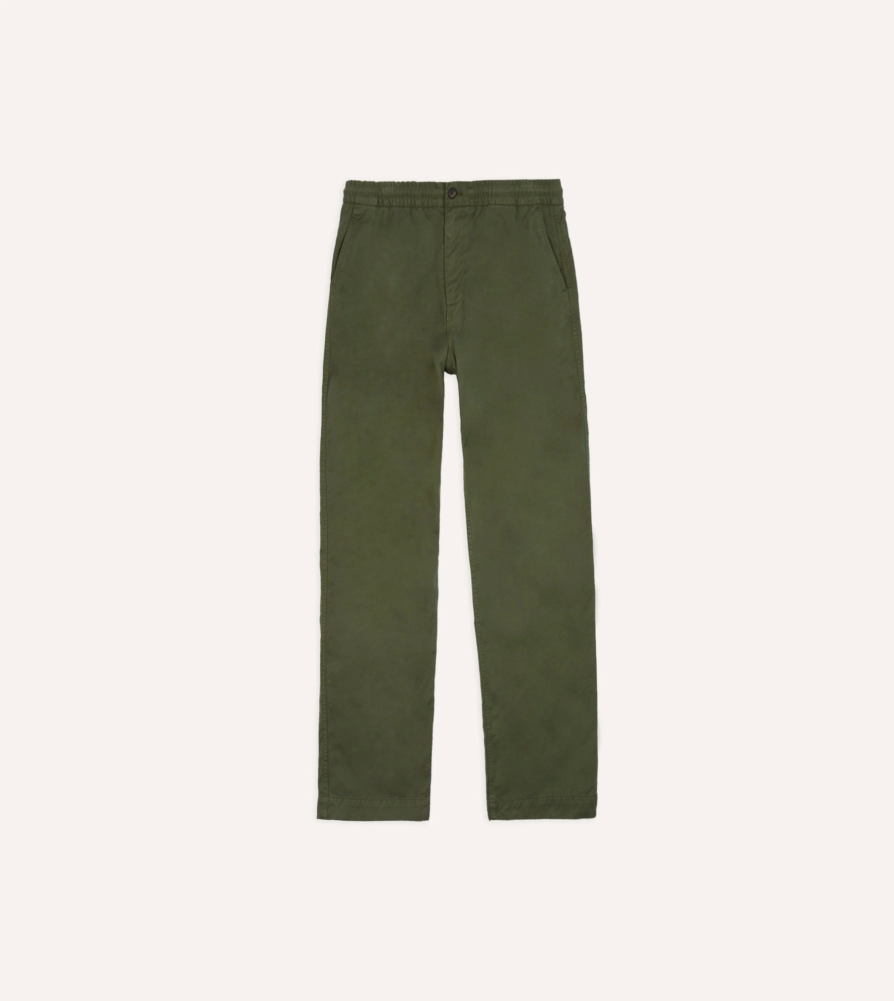 Windproof coating ReinforcedKnees Olive Cotton Drawstring Trousers