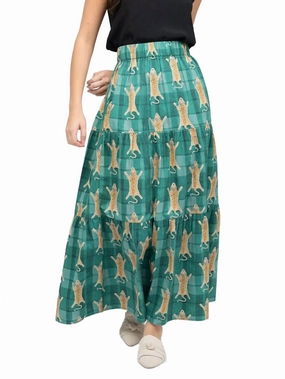 Abby Skirt In Green Cheetah City Look Romantic Vibe