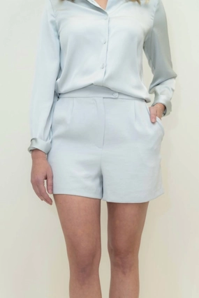 Sienna Eco-Friendly Tailored Shorts In Icy Light Blue Grey Tennis shorts tall size