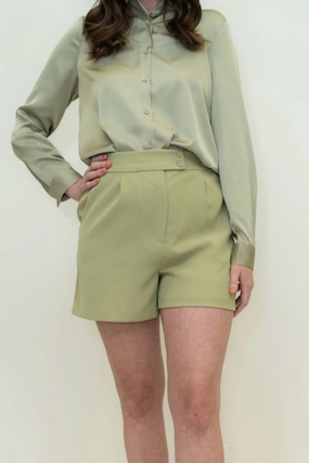 Sienna Eco-Friendly Tailored Shorts In Light Olive Wind Resistant Material FoldableDesign