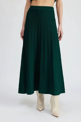 Sigrid Midi Skirt In Forest Green Crisscross Back