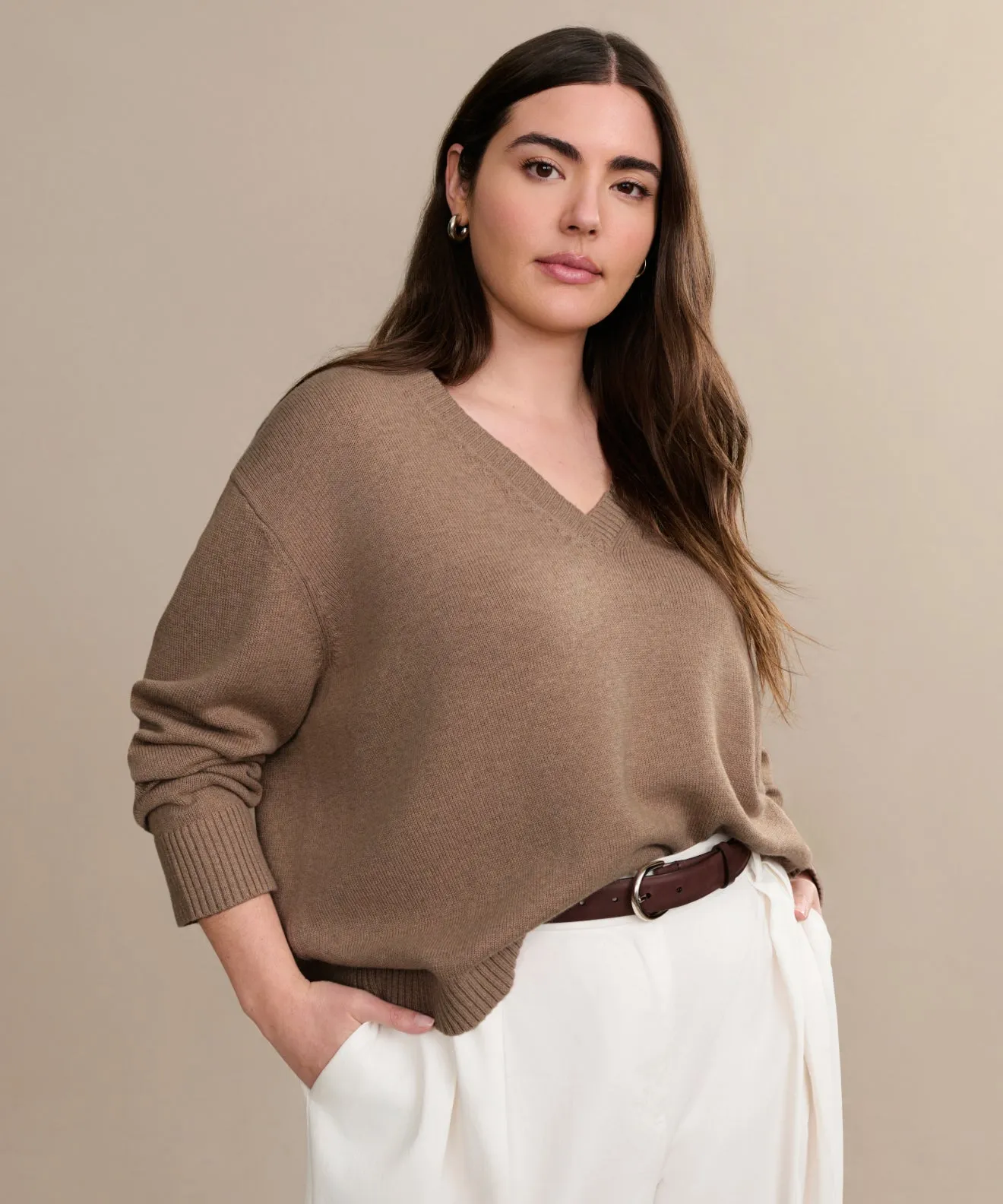 Simone V-Neck Chunky Cable Knit