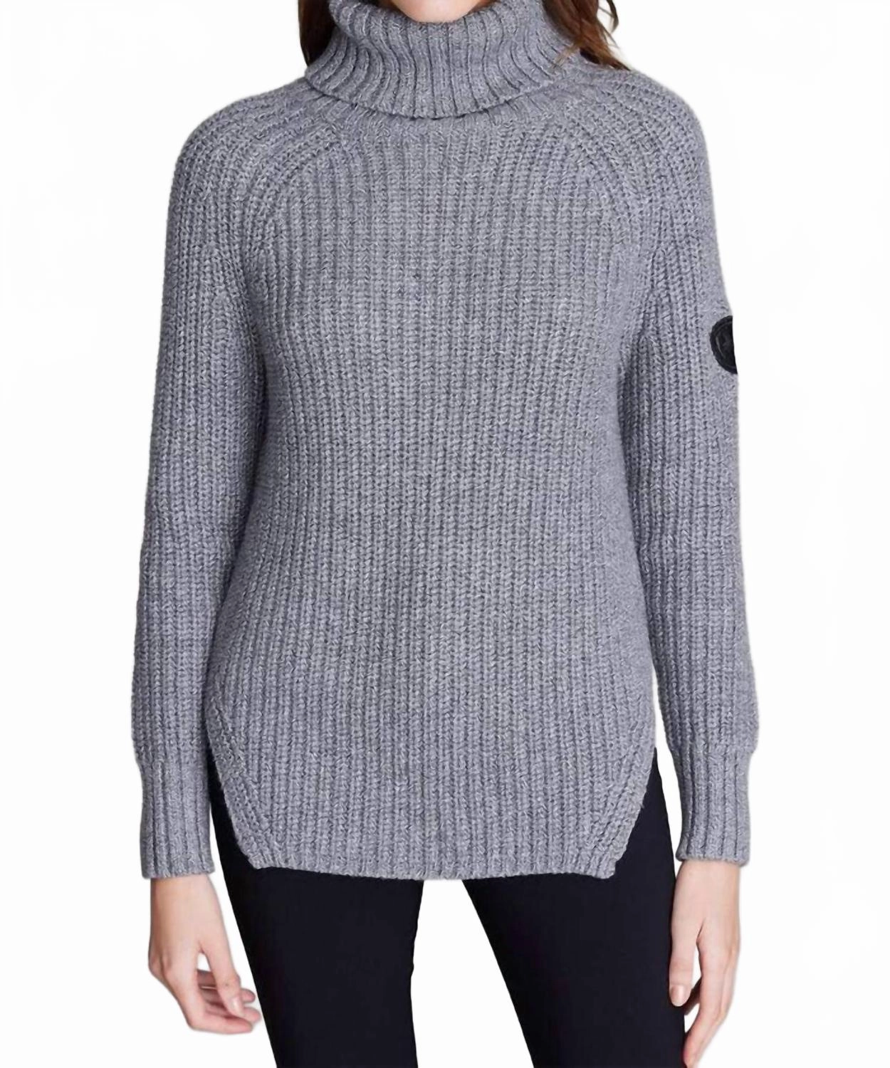 Simone Sweater In Heather Speckle Black Recycled Material Blend