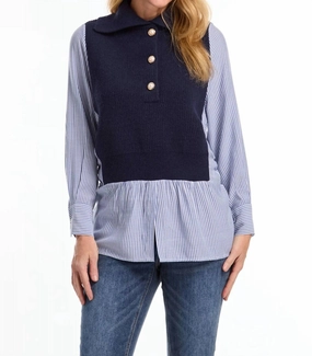 Mix Media Sweater In Navy Trendy Winter