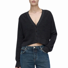 Short Cardigan In Smokey Blue Natural Fiber Blend