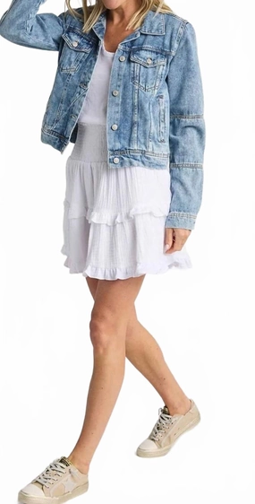 Breathable Gauze Tiered Mini Skirt In White