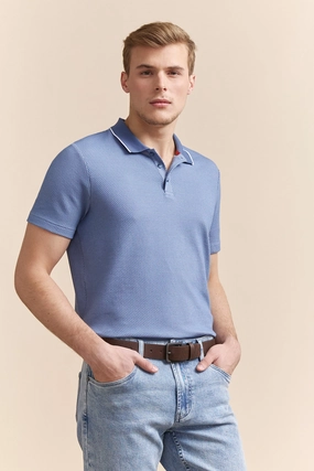 casual top Weekend Escape Jacquard polo with rib detail