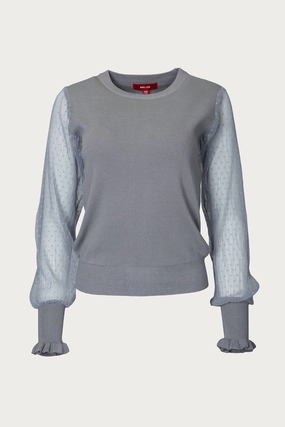 Mesh Sleeve Sweater In Dark Grey Knit Wearable Comfy Knit Outfit