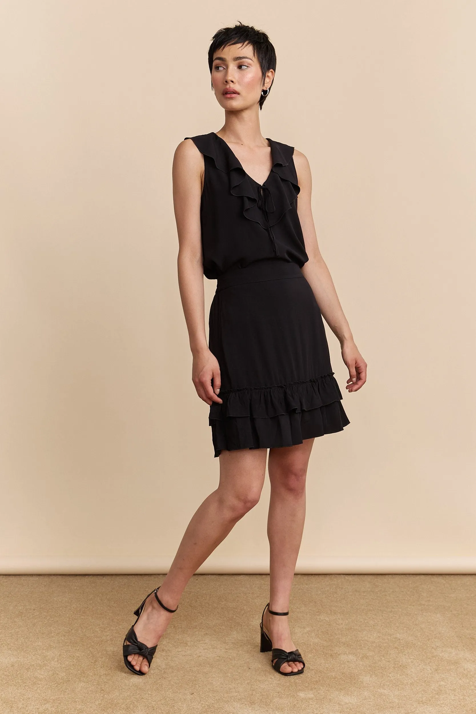 Vibe Ready Front Slit Skirt with frills