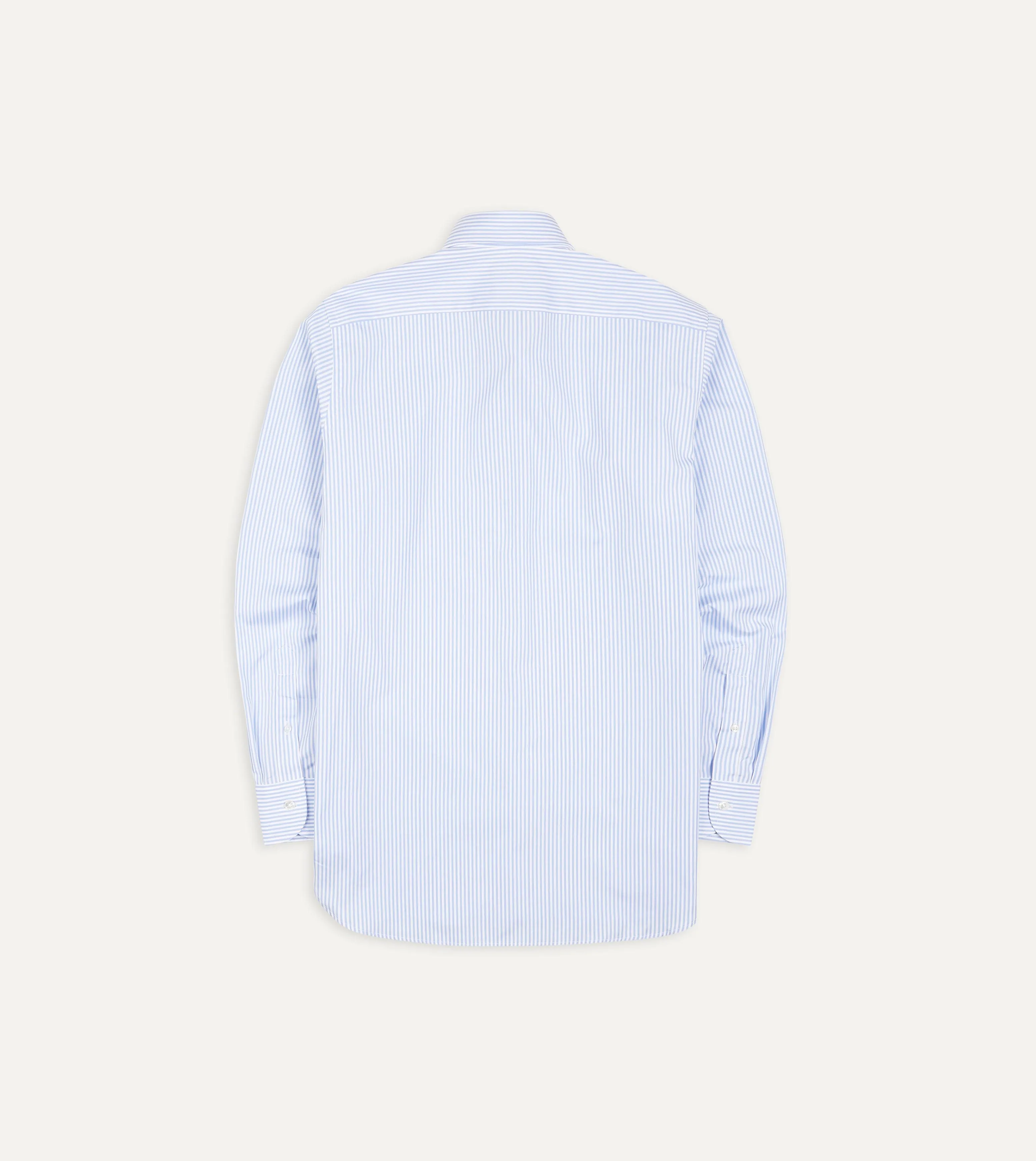 Modern Aesthetic Sky Blue and White Bengal Stripe Spread Collar Cotton Poplin Shirt
