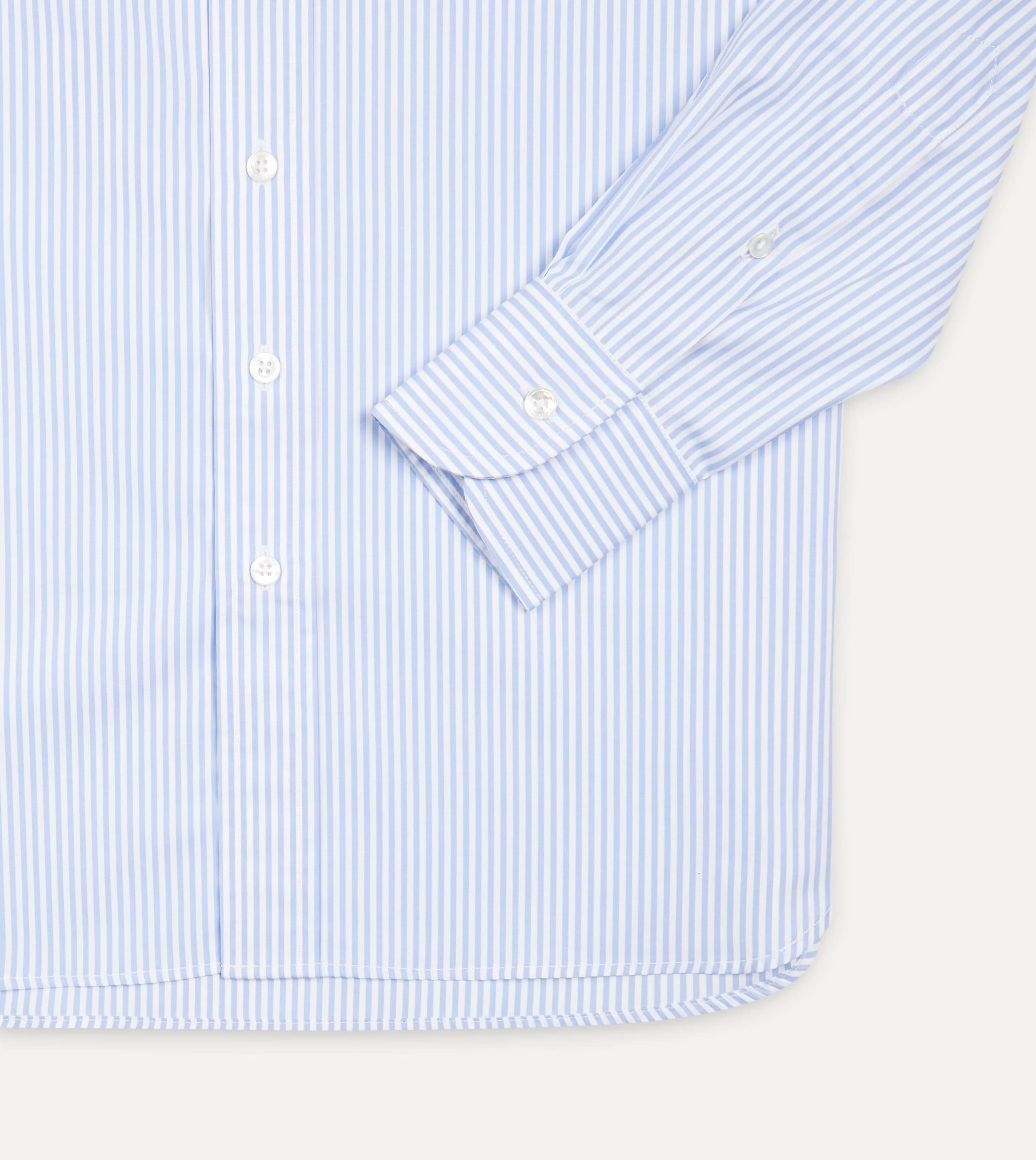 Party outfit Seasonal Collection Sky Blue and White Bengal Stripe Spread Collar Cotton Poplin Shirt