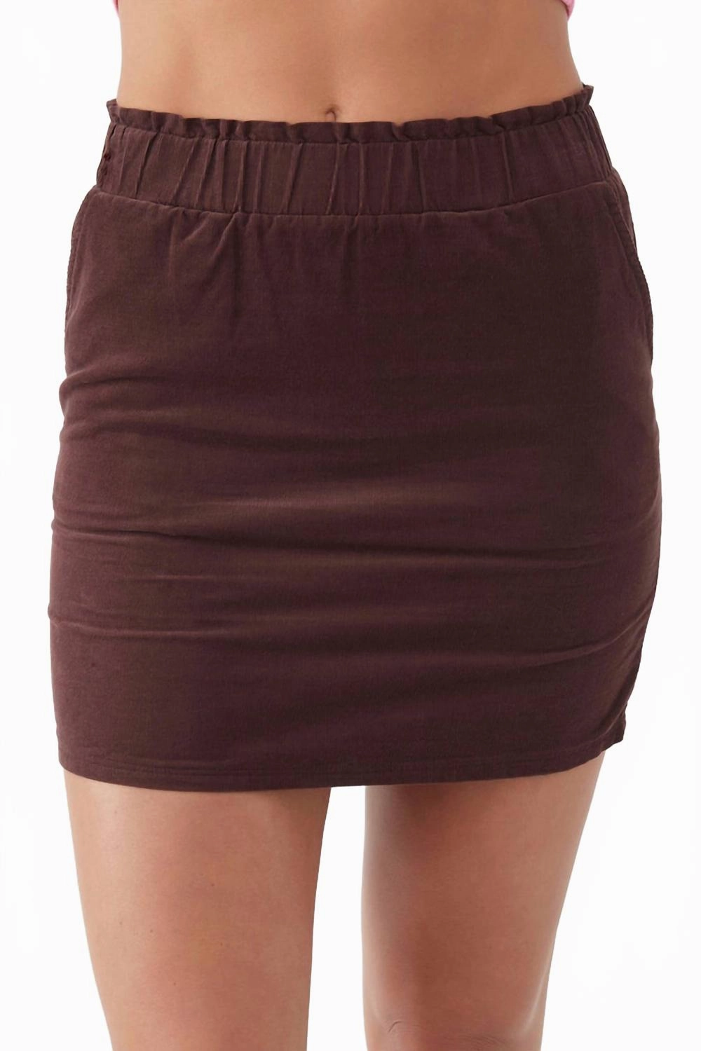 Editorial Look Season To Season Skye Cord Mini Skirt In Brown