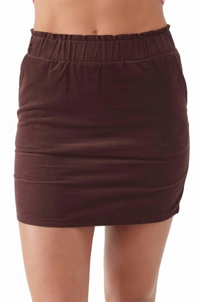 Editorial Look Season To Season Skye Cord Mini Skirt In Brown