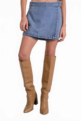 hospitality industry two piece outfit Slanted Front Skort In Sapphire
