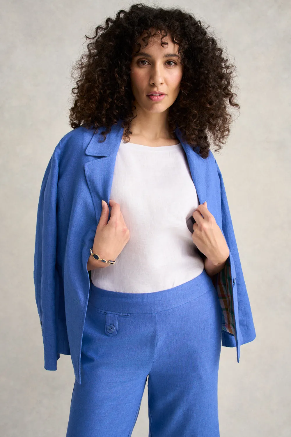 Linen Jacket - Cobalt Cross Dye Friction Reducing Lining