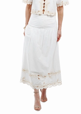 Mix Texture Sol Skirt In White